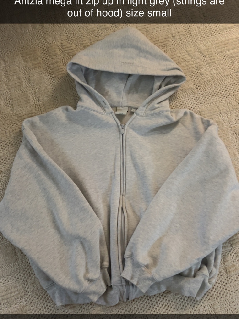 Aritzia Light Grey Mega fit Zip-Up Hoodie